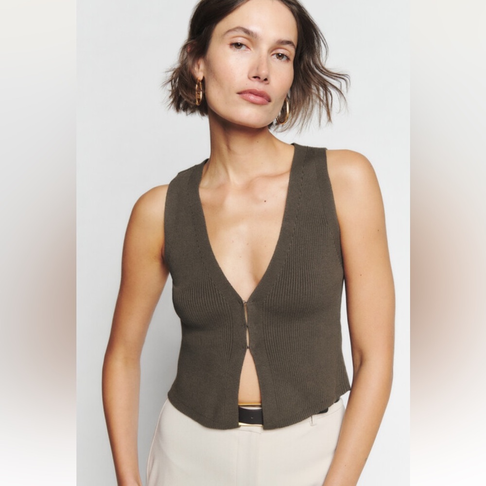 Reformation Myrtle Cotton Sweater vest tank ribbed